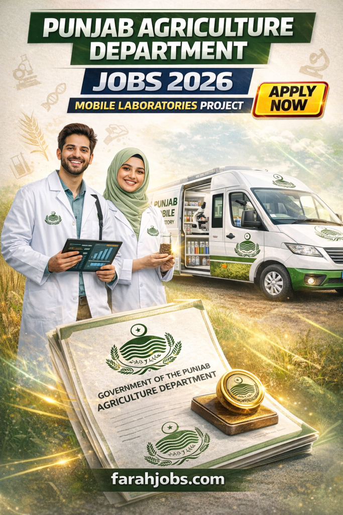 Punjab Agriculture Department Jobs 2026 – Mobile Laboratories Project