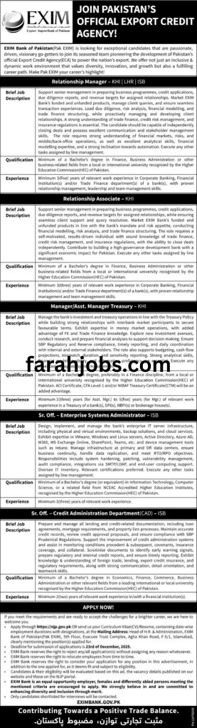 Latest Exim Bank of Pakistan Lahore Jobs 2026 